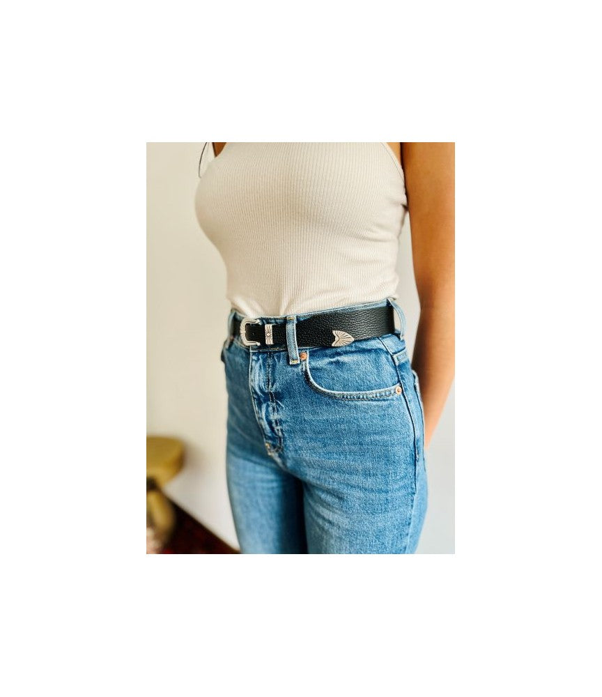 Pecos woman black leather