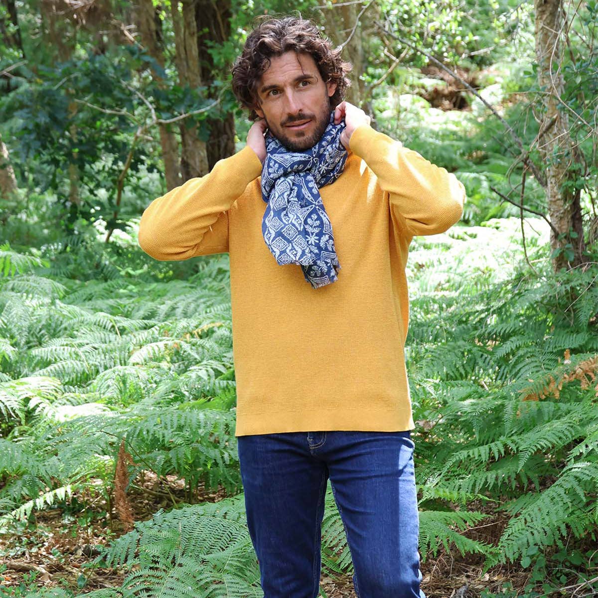 Sciarpa in cotone FABIO blu navy