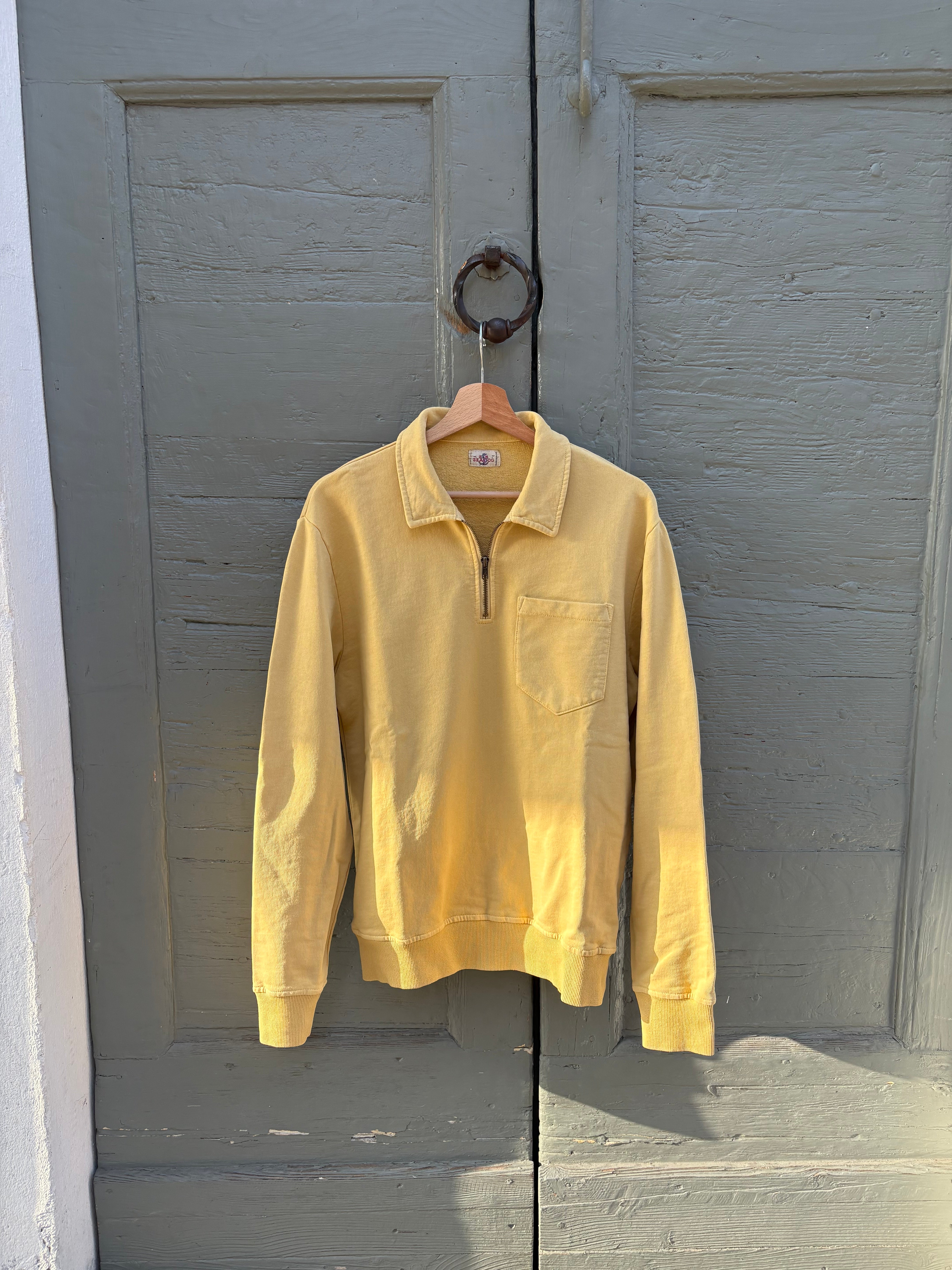 Felpa mezza zip limone