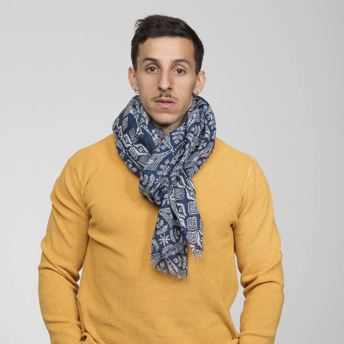 Sciarpa in cotone FABIO blu navy