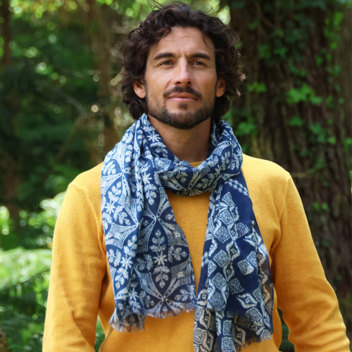 Sciarpa in cotone FABIO blu navy