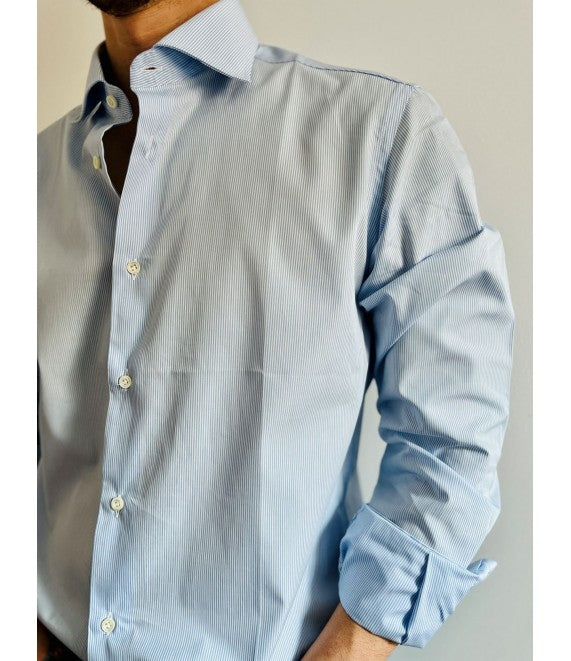 New York White and Light Blue Stripes
